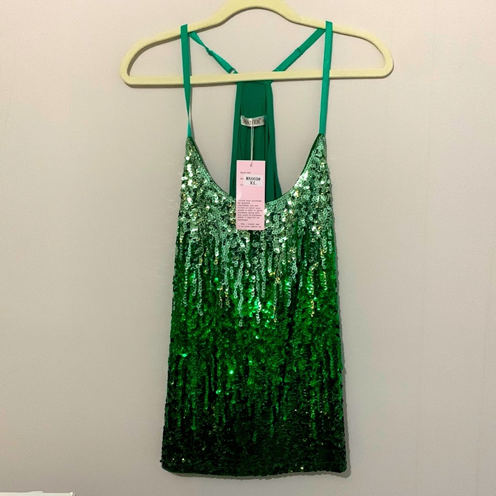 Green sequin top